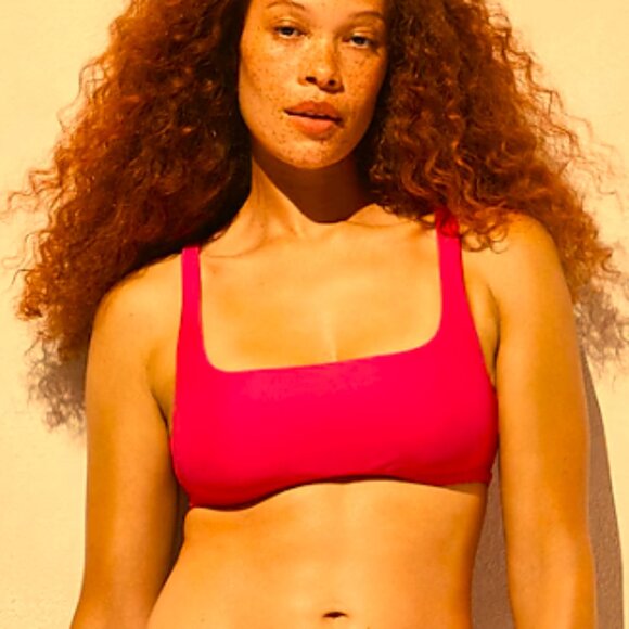 J.Crew Womens Heritage Scoop Neck Bikini Top Red Large NWT - Picture 2 of 5